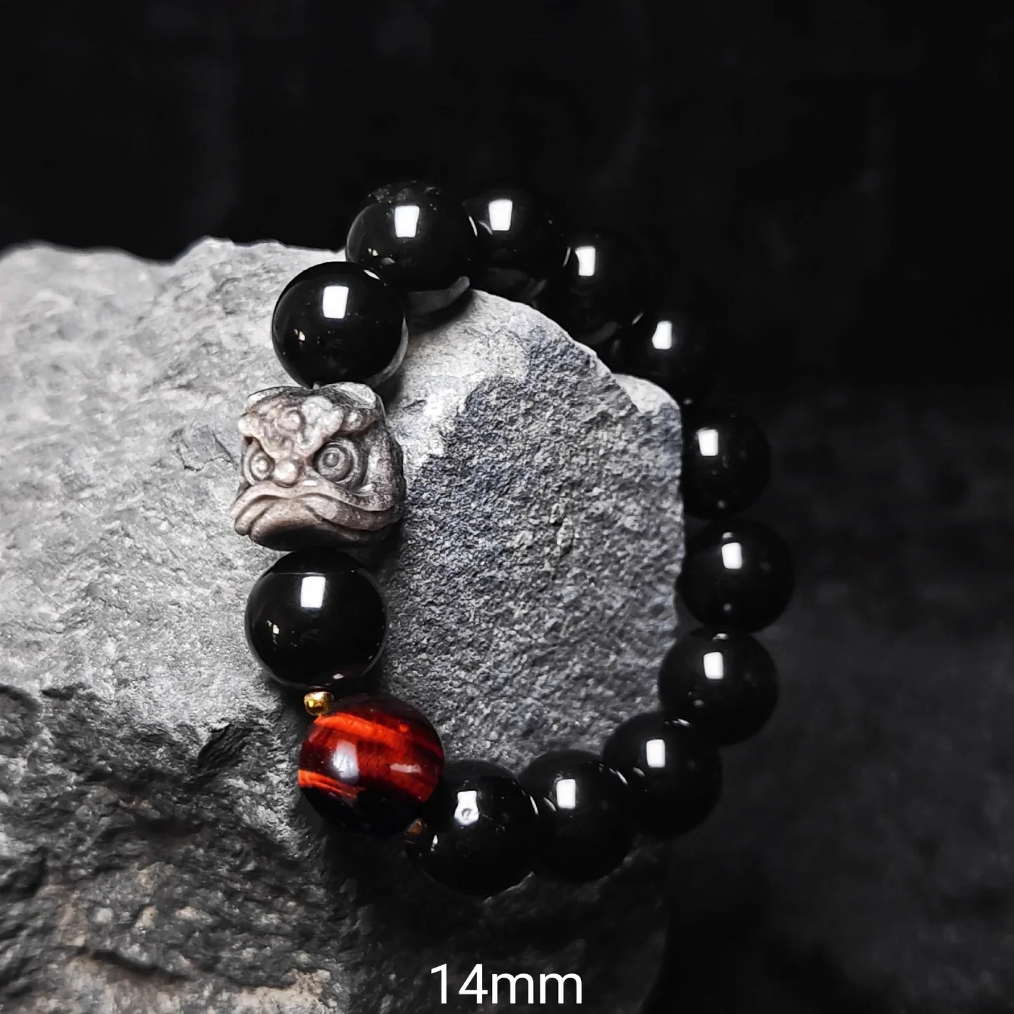 Natural Silver Obsidian Gold Obsidian Spiritual Healing Stone Beaded Bracelet - Buddha Blessing You