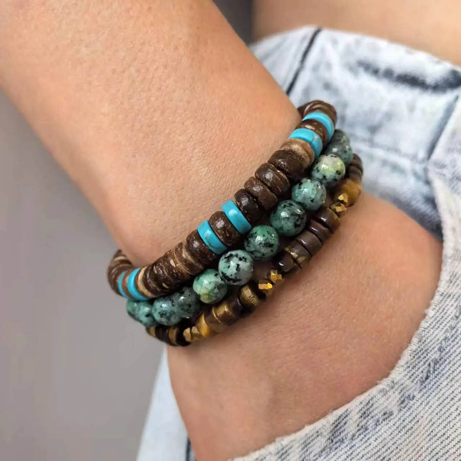 Jewelry Fashion Vintage Black Frosted Bracelet Zircon Crown Diamond Ball Dice Lion Head Beads Bracelet Suit