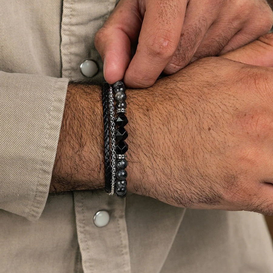 Schmuck Mode Vintage Schwarz Matt Armband Zirkon Krone Diamant Ball Würfel Löwenkopf Perlen Armband Anzug