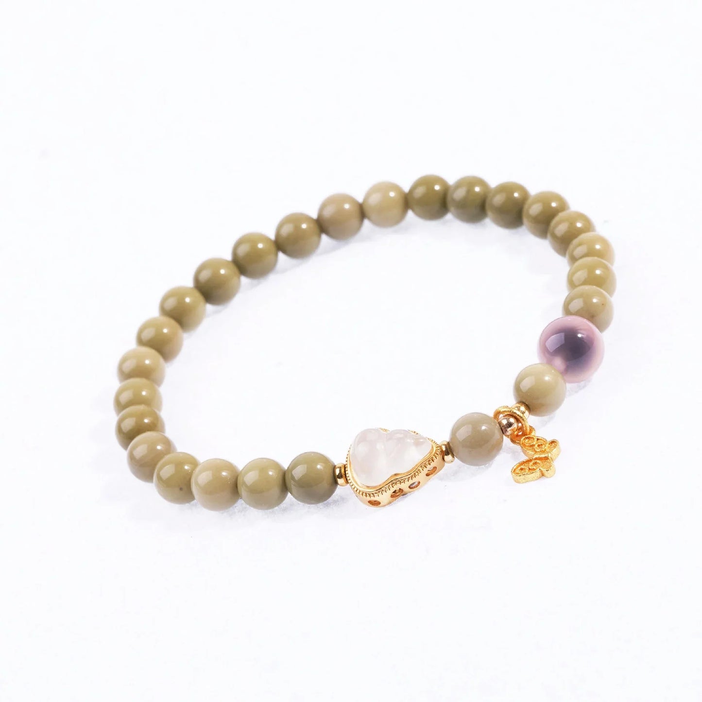 Natural Alxa Jade Single Circle Buddhist Prayer Beads Bracelet - Buddha Blessing You