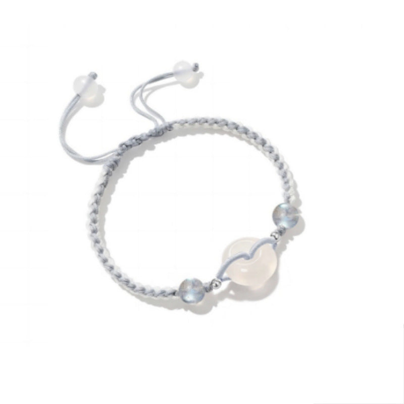 Hand-woven agate Ping An Buckle Couple Women's Hand Rope Girlfriend Simple Bracelet