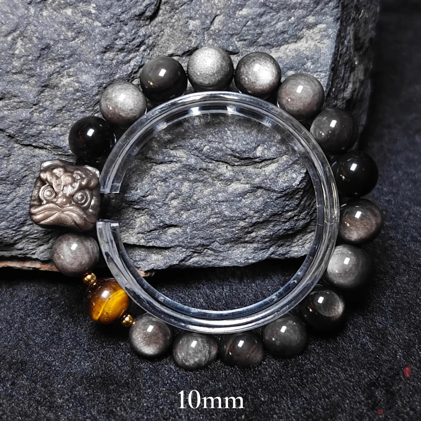 Natural Silver Obsidian Gold Obsidian Spiritual Healing Stone Beaded Bracelet - Buddha Blessing You