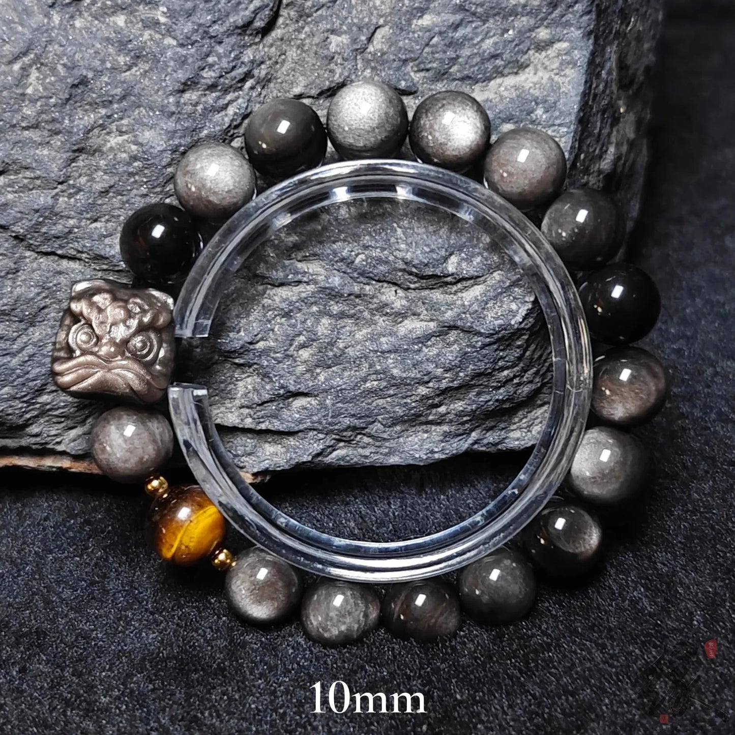 Natural Silver Obsidian Gold Obsidian Spiritual Healing Stone Beaded Bracelet - Buddha Blessing You