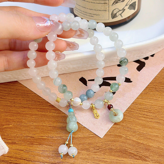 Natural Tianshan jade bracelet gourd peace buckle lotus seedpod beaded bracelet gift - Buddha Blessing You