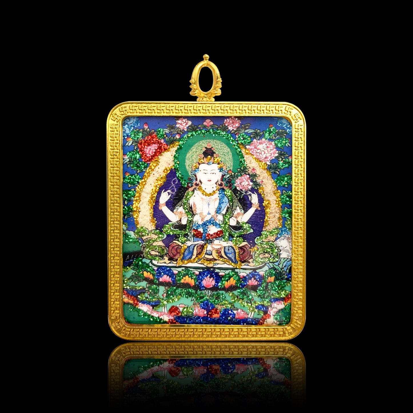 Wutai Berg Thangka Gawu Box Farbe Gold Acht Schutzgottheit Buddha Anhänger Bild Box Handgepäck Anhänger Anhänger