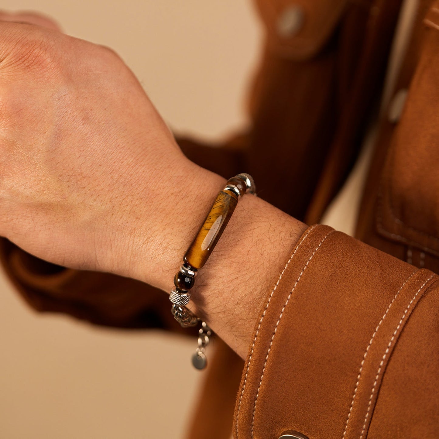 Retro Stainless Steel Chain Tiger Eye Titanium Steel Bracelet
