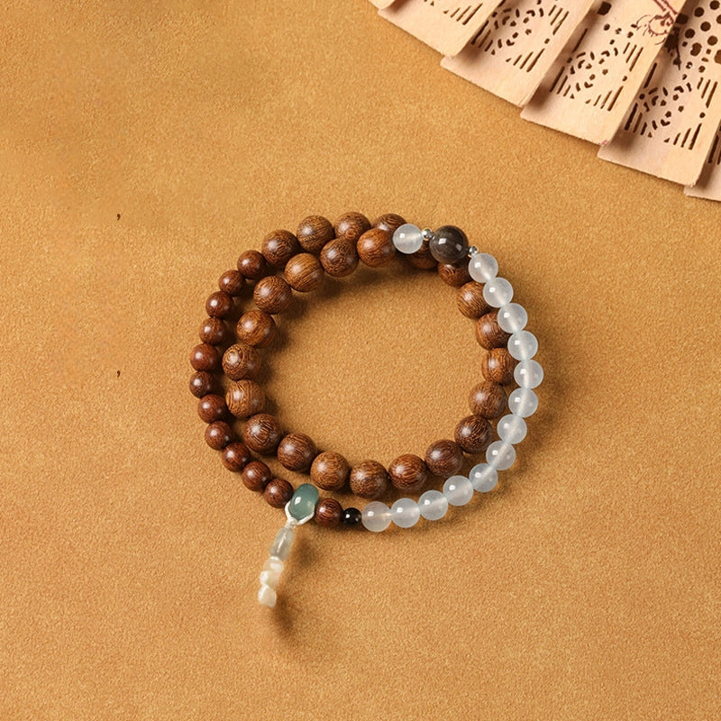 Original Blue Water Jadeite Double Circle Prayer Beads BraceletOriginal Blue Water Jadeite Double Circle Prayer Beads Bracelet