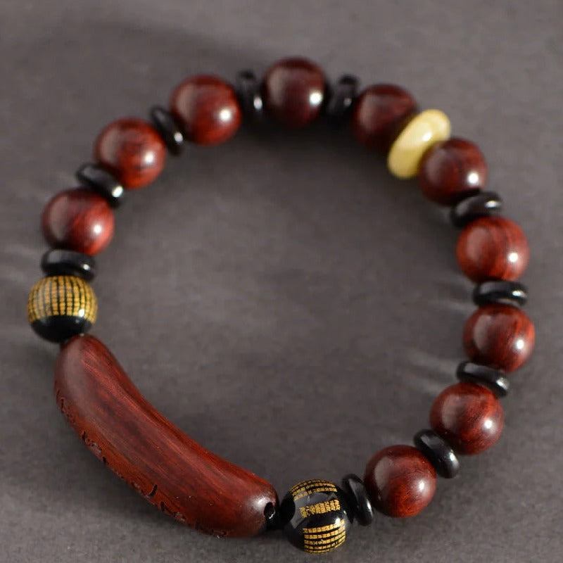 Benutzerdefinierte rote Sandelholz Achat Bernstein Perlen graviert Herz Sutra buddhistischen Gebet Armband
