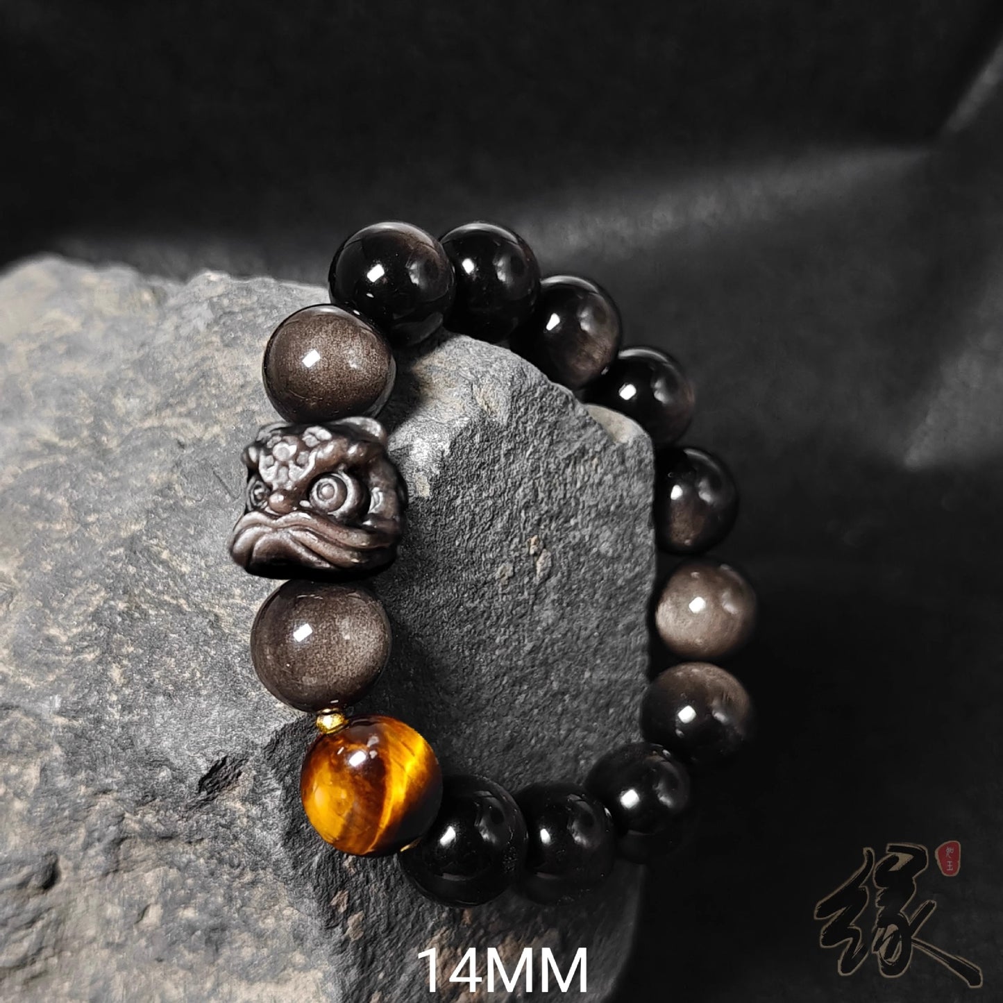 Natürlicher Silber-Obsidian-Gold-Obsidian spiritueller Heilstein Perlenarmband