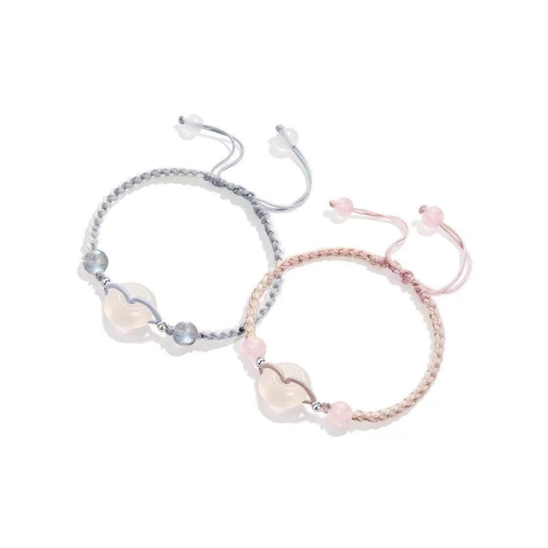 Hand-woven agate Ping An Buckle Couple Women's Hand Rope Girlfriend Simple Bracelet