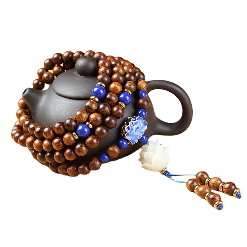 Natural Vietnam Rosewood 108 Beads Bracelet Rosewood Lotus Bracelet With Fragrance 8mm Bracelet