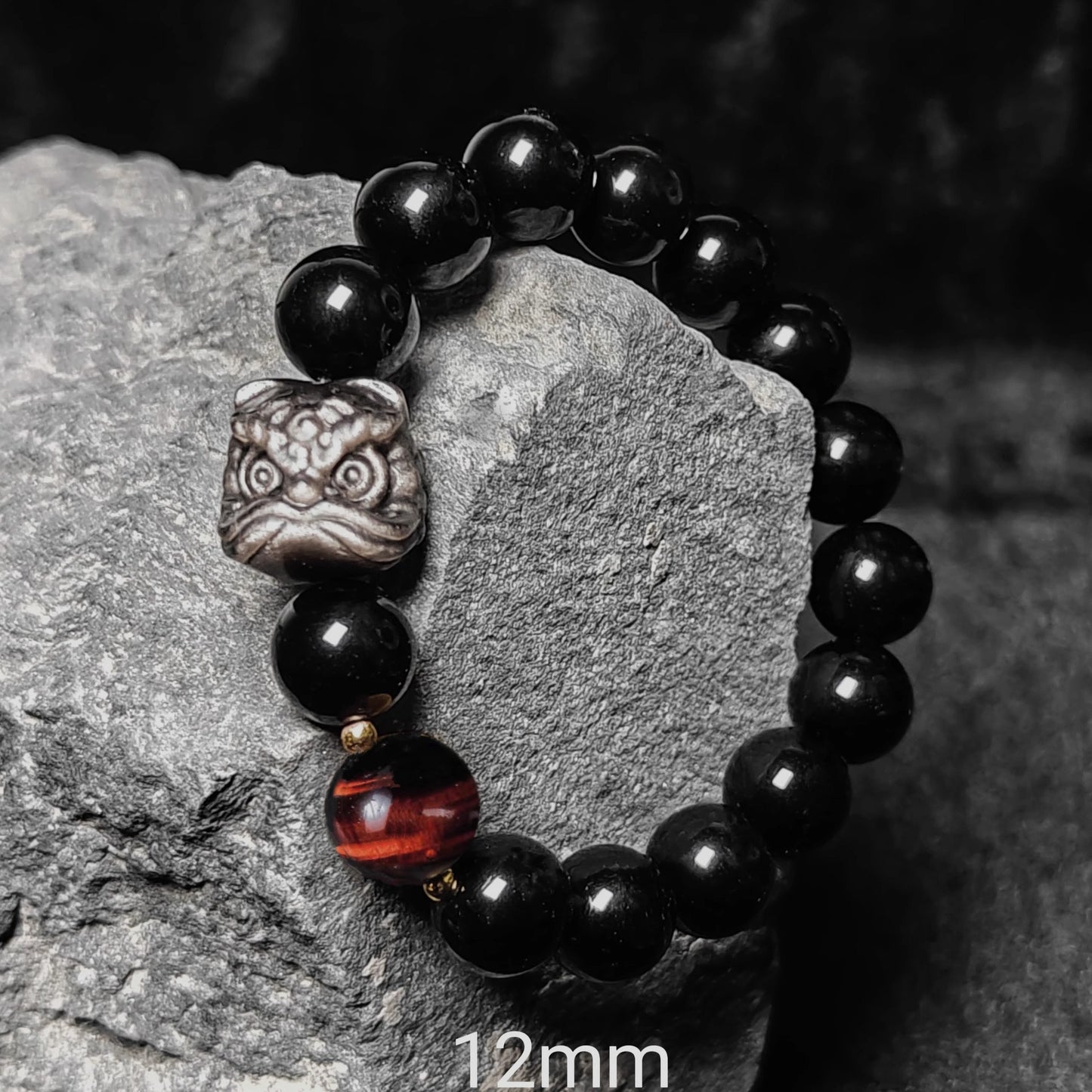 Natürlicher Silber-Obsidian-Gold-Obsidian spiritueller Heilstein Perlenarmband