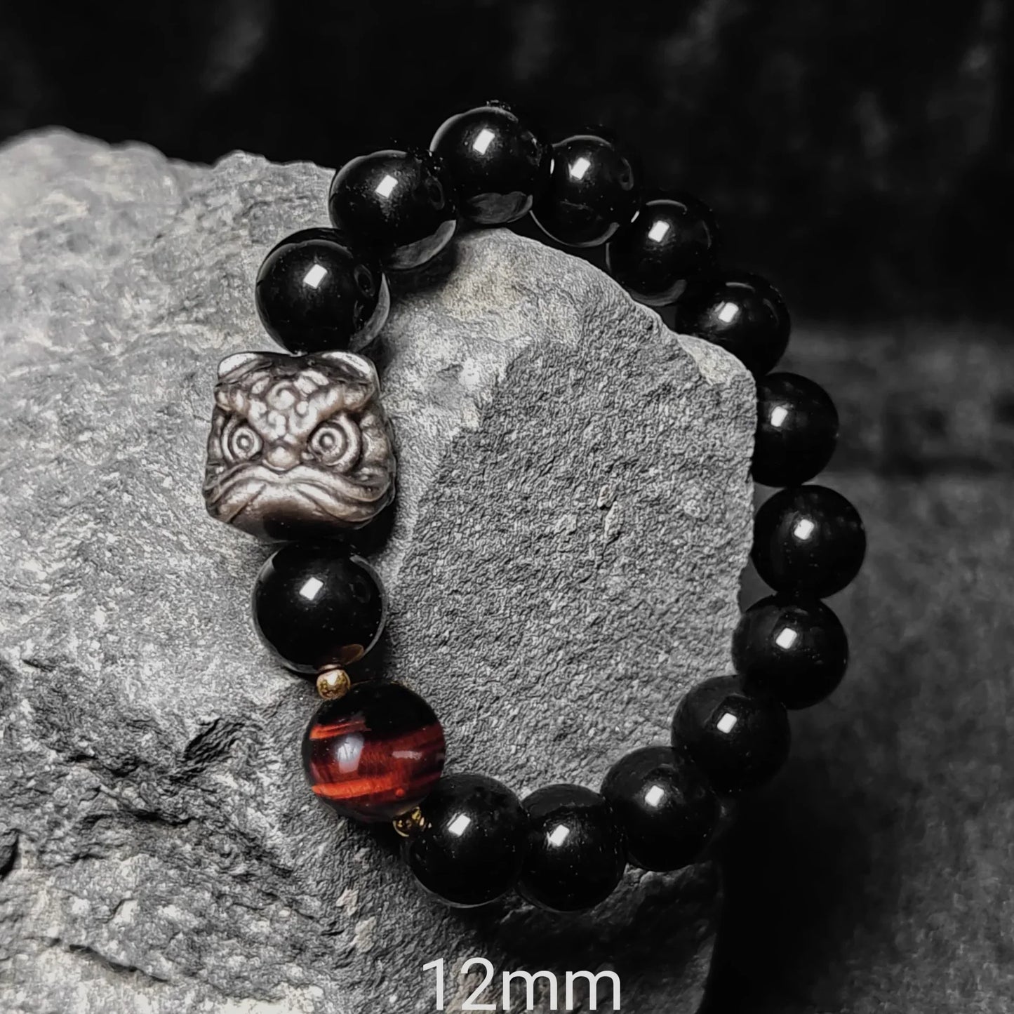 Natural Silver Obsidian Gold Obsidian Spiritual Healing Stone Beaded Bracelet - Buddha Blessing You