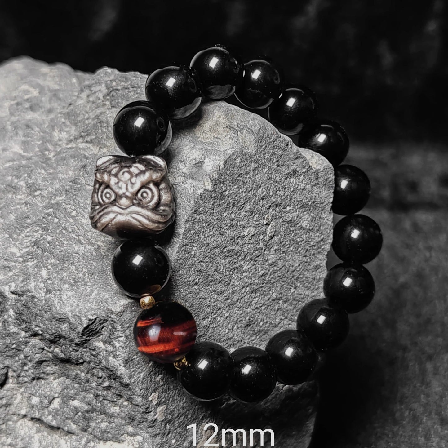 Natural Silver Obsidian Bracelet Men's and Women's Obsidian Bracelet Gold Obsidian Jewelry