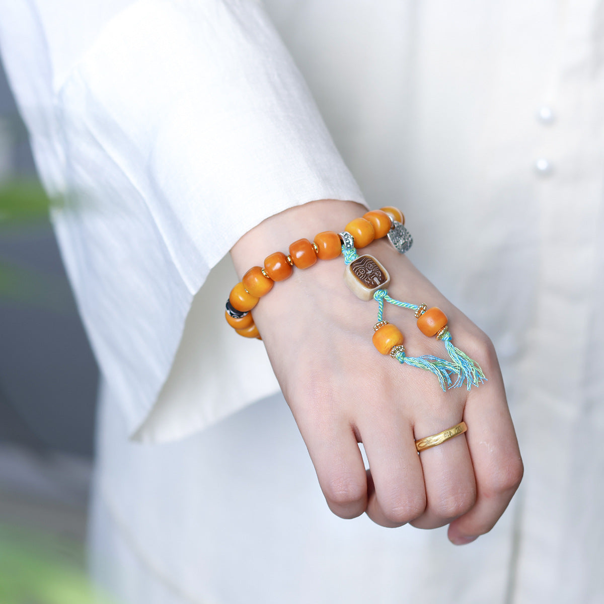 Tibetan Yak Bone Barrel Bead Bracelet Wen Play Zakilam Bone Tagline Bracelet Ethnic Style Jewelry