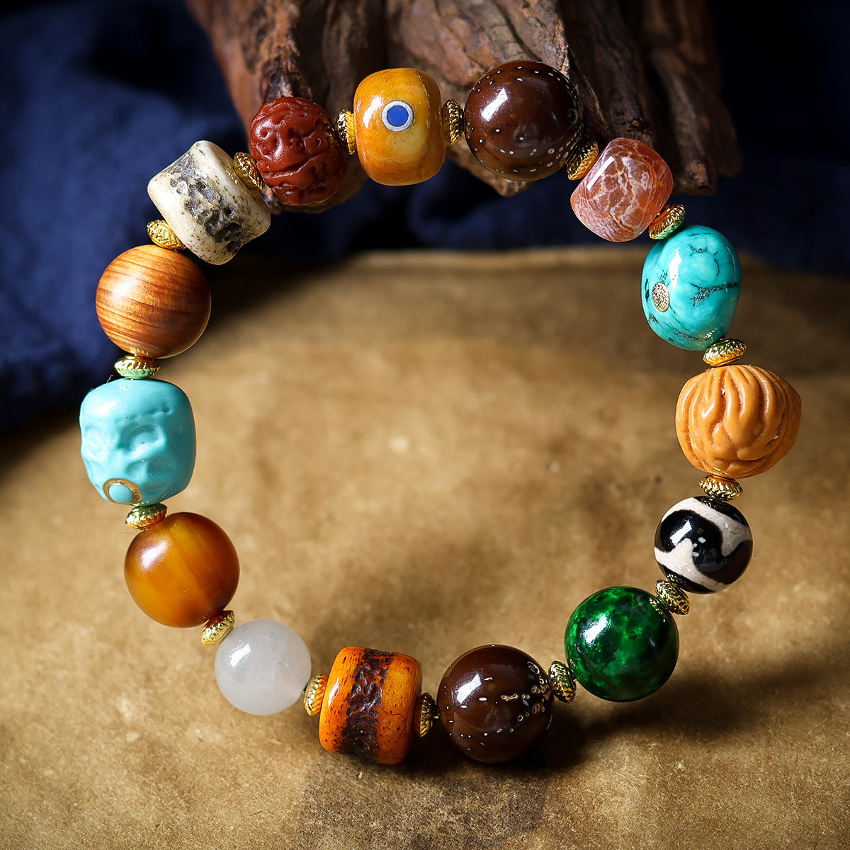 Tibetan Yak Bone Barrel Bead Bracelet Wen Play Zakilam Bone Tagline Bracelet Ethnic Style Jewelry