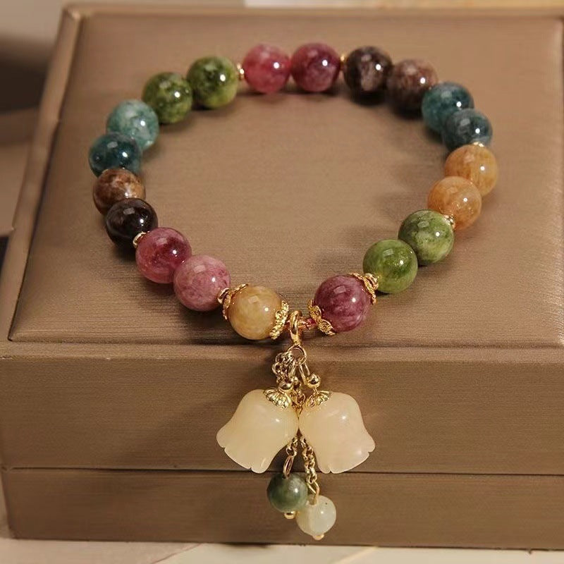Rainbow tourmaline summer niche luxury Lily pendant ornament bracelet