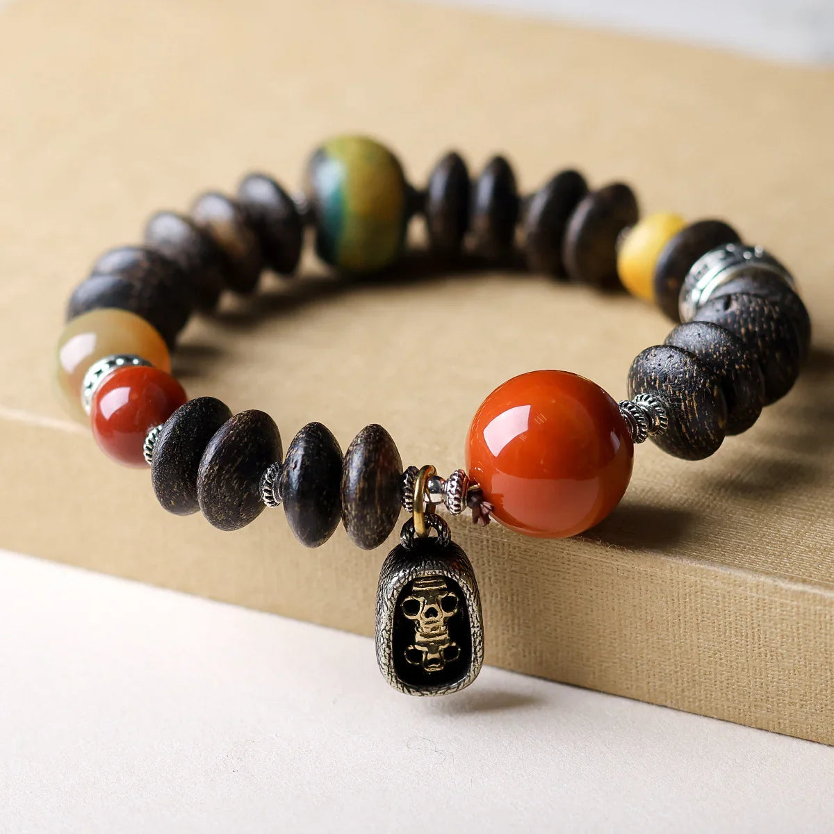 Sacred Agarwood Buddhist Prayer Beads Bracelet With Five Scripture Charms For Fortune And Peace - Buddha Blessing You