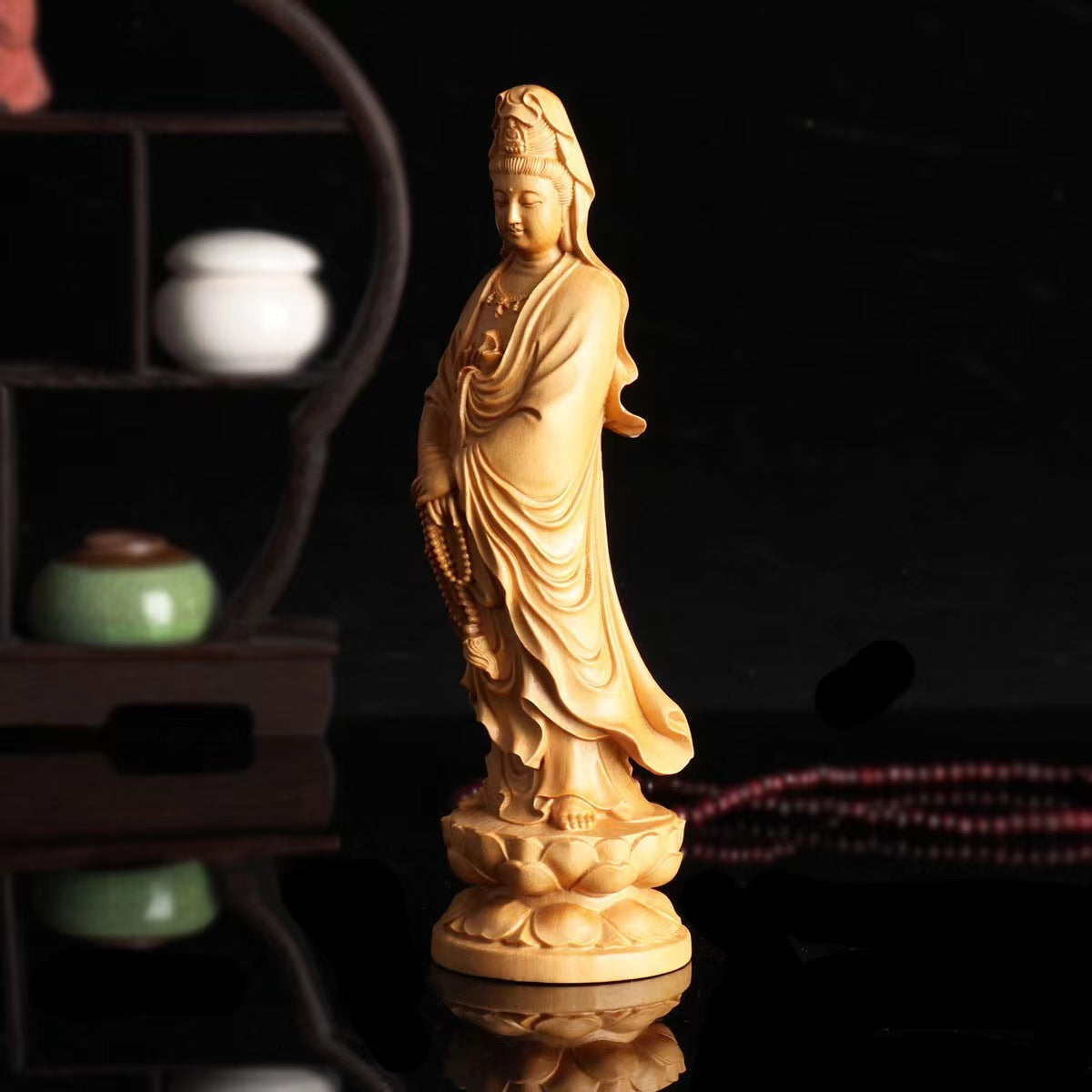 Boxwood Carving Guanyin Bodhisattva Ornaments
