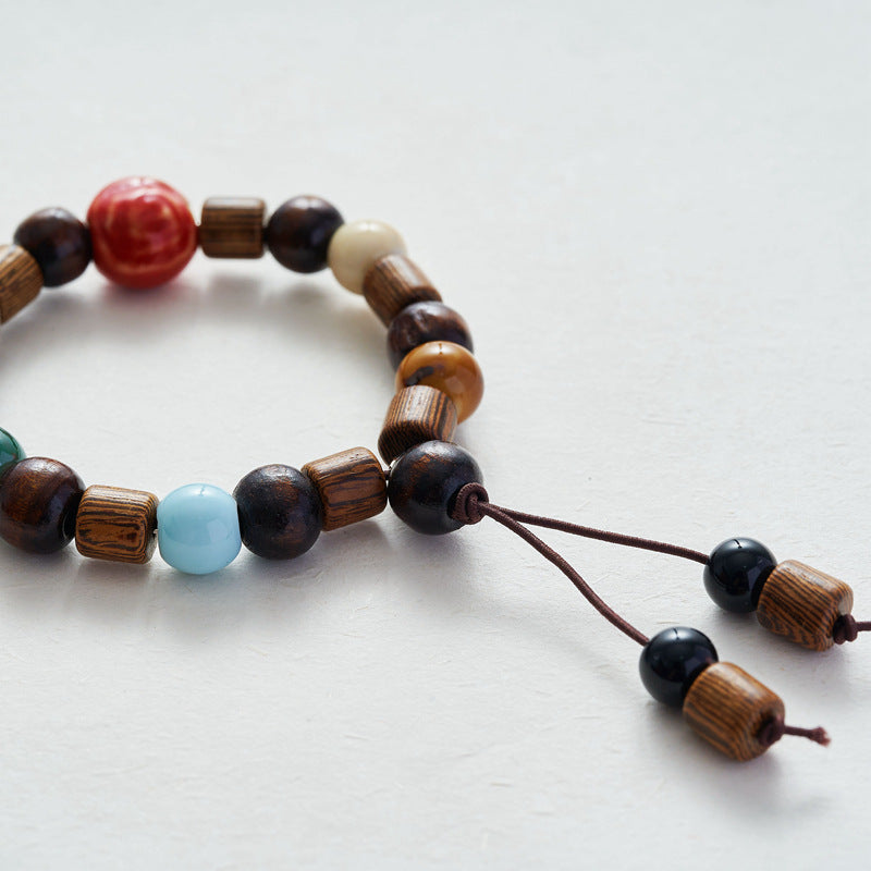 Ceramic Jewelry Ethnic Style Bracelet Chicken Wing Wood Single Ring Bracelet Original Hand-Woven Bracelet