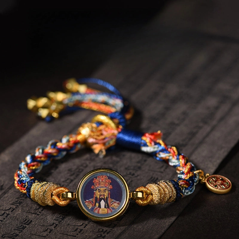 Hand Woven Tibetan Ethnic Style Zakiram Thangka Wuye God of Wealth Hand Rope Men's and Women's Bracelet Retro
