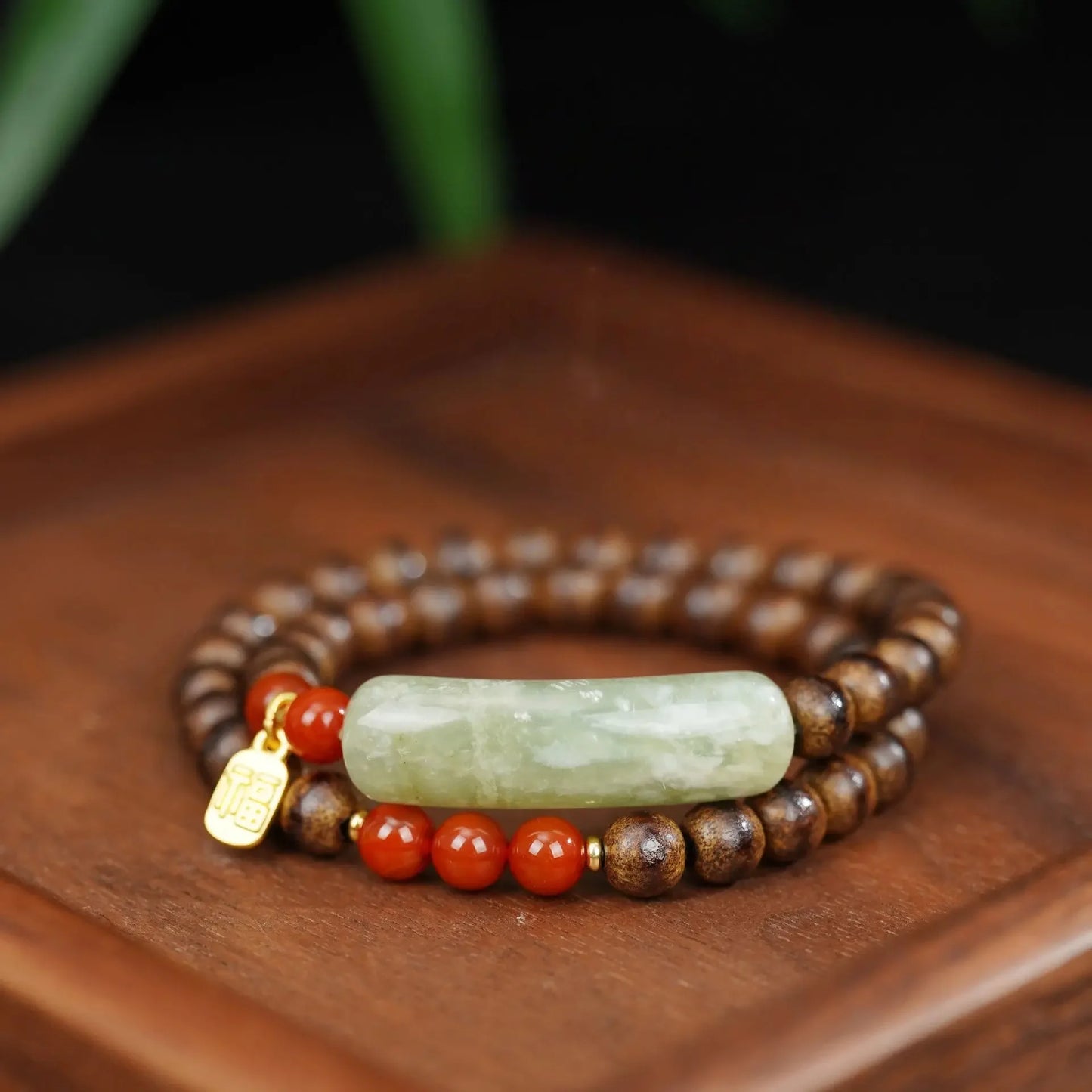 New Sandalwood Bracelet Double Circle Women's Half Bracelet Red Agate Gift Lucid Play Rosary - Buddha Blessing You