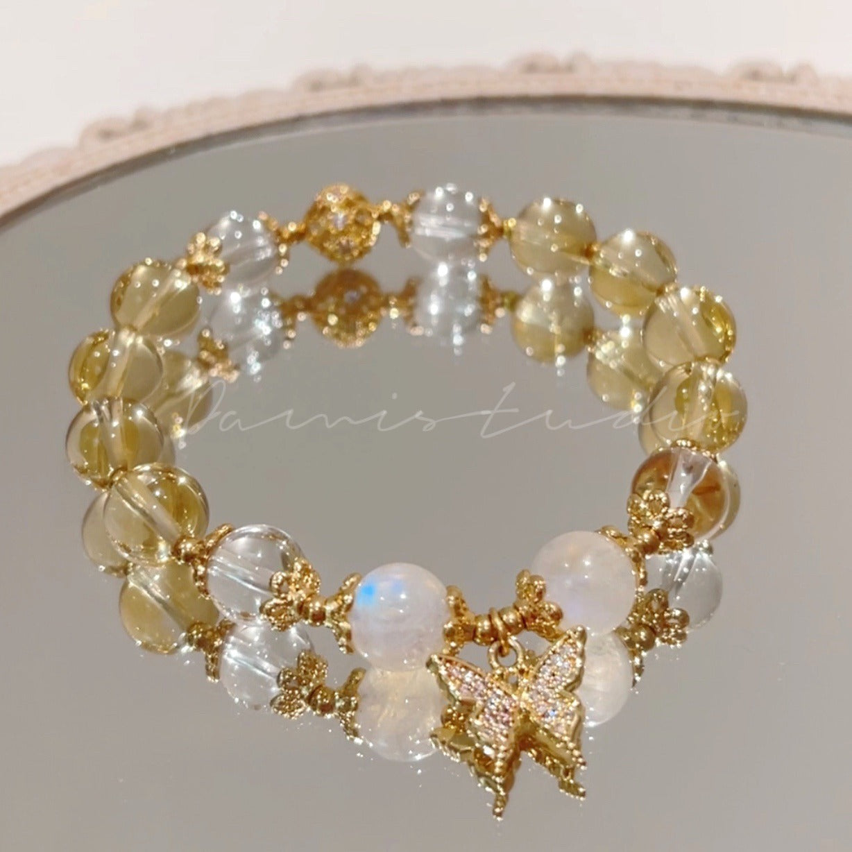 Dreamy Butterfly Transparent Imitation Crystal Moonstone Bracelet