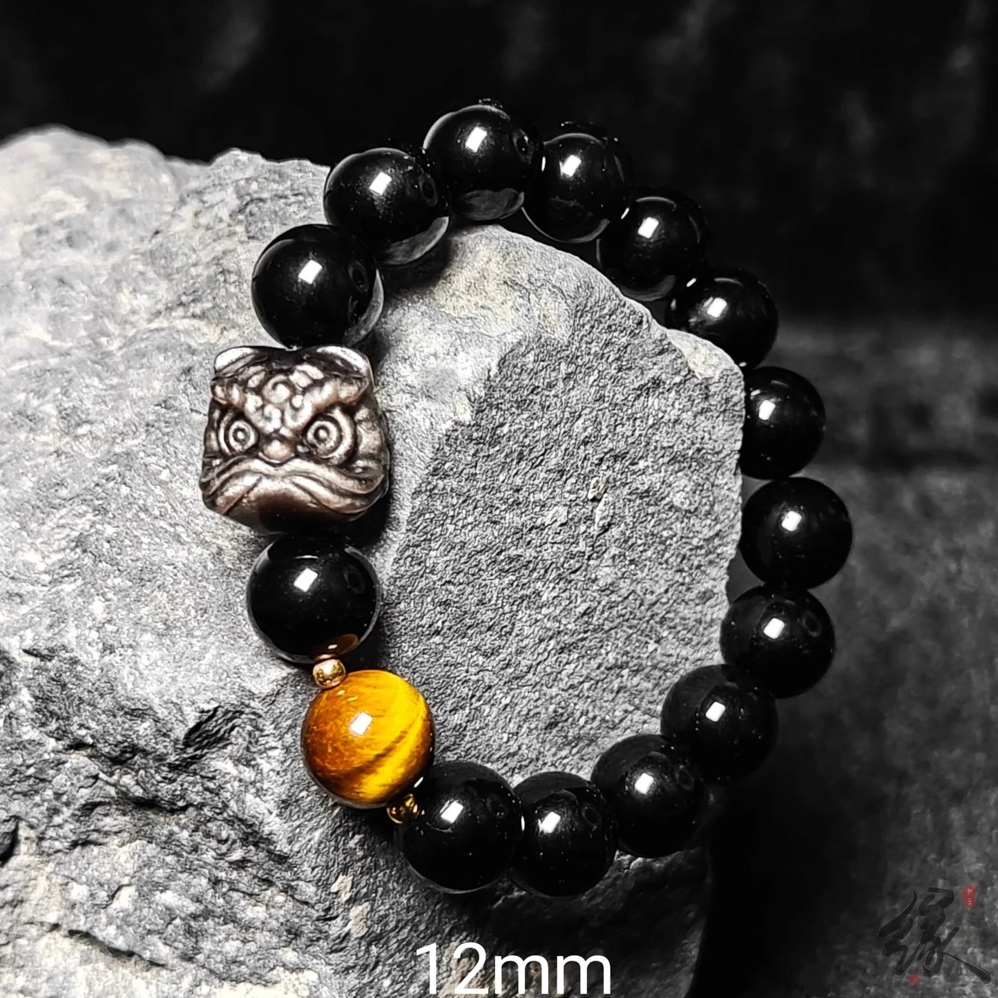 Natural Silver Obsidian Gold Obsidian Spiritual Healing Stone Beaded Bracelet - Buddha Blessing You