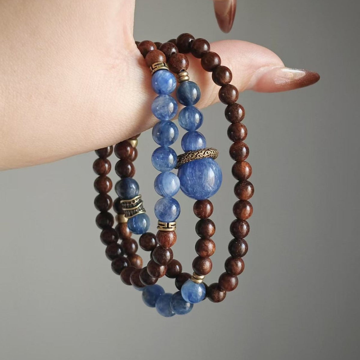 Kyanite Sandalwood Bracelet Blue Crystal Bracelet Niche Design Advanced Sense