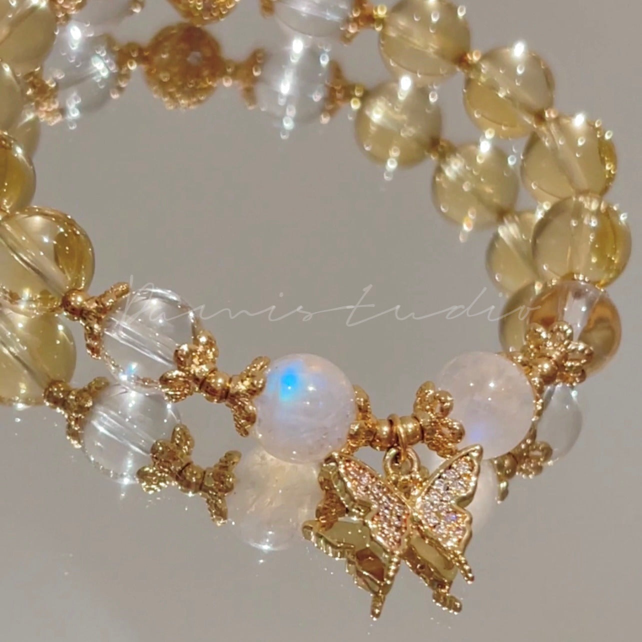 Dreamy Butterfly Transparent Imitation Crystal Moonstone Bracelet
