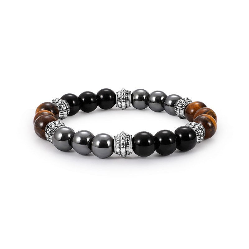 Black Glass Tiger'S Eye Interlaced Alloy Bracelet Black Gallstone Jewelry