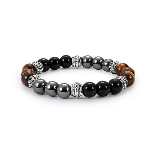 Black Glass Tiger'S Eye Interlaced Alloy Bracelet Black Gallstone Jewelry - Buddha Blessing You
