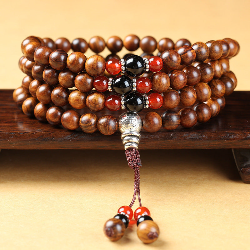 Natural Vietnam Rosewood 108 Beads Bracelet Rosewood Lotus Bracelet With Fragrance 8mm Bracelet