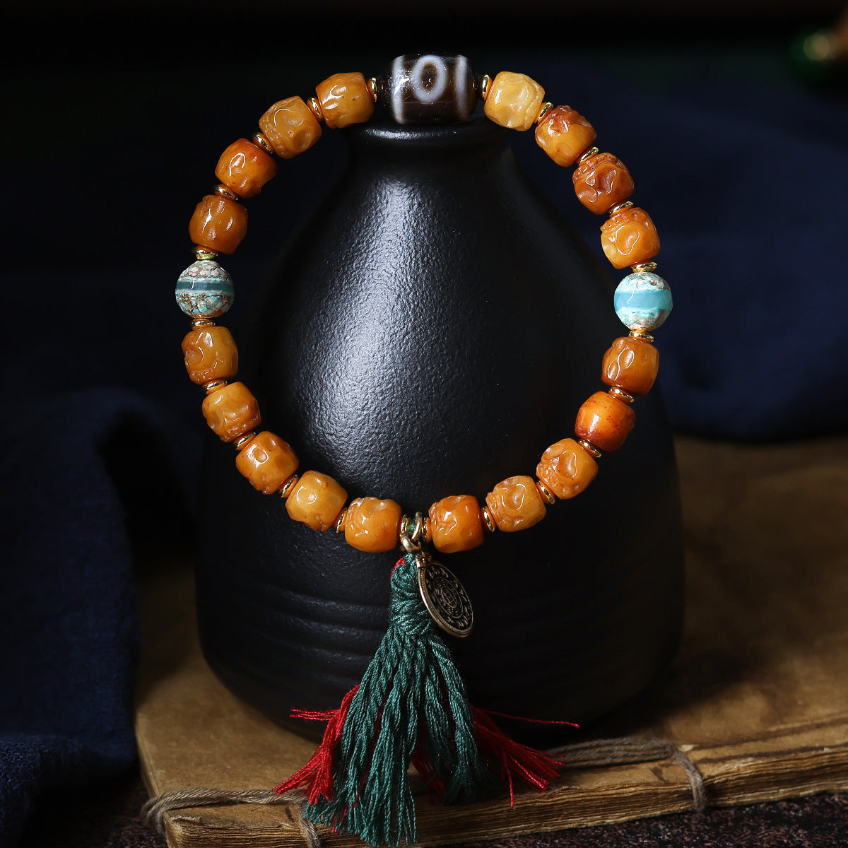 Tibetan Yak Bone Barrel Bead Bracelet Wen Play Zakilam Bone Tagline Bracelet Ethnic Style Jewelry