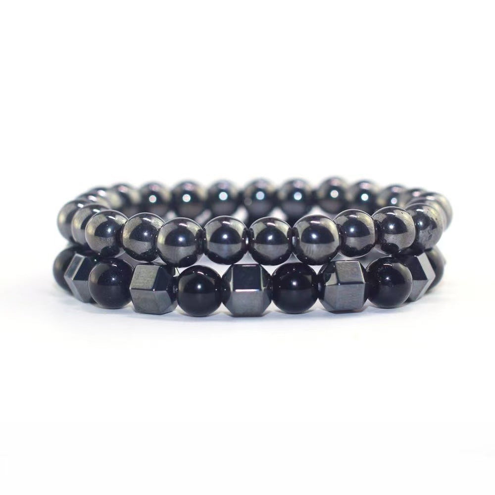 Schmuck Mode Vintage Schwarz Matt Armband Zirkon Krone Diamant Ball Würfel Löwenkopf Perlen Armband Anzug