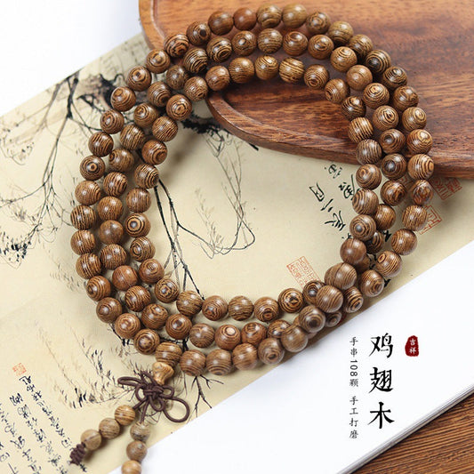 Vintage Wooden Buddha Prayer Beads Rosary 108 Mala Meditation Bracelet - Buddha Blessing You