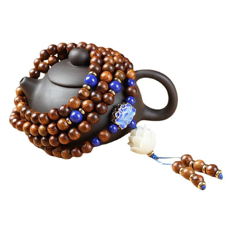 Natural Vietnam Rosewood 108 Beads Bracelet Rosewood Lotus Bracelet With Fragrance 8mm Bracelet