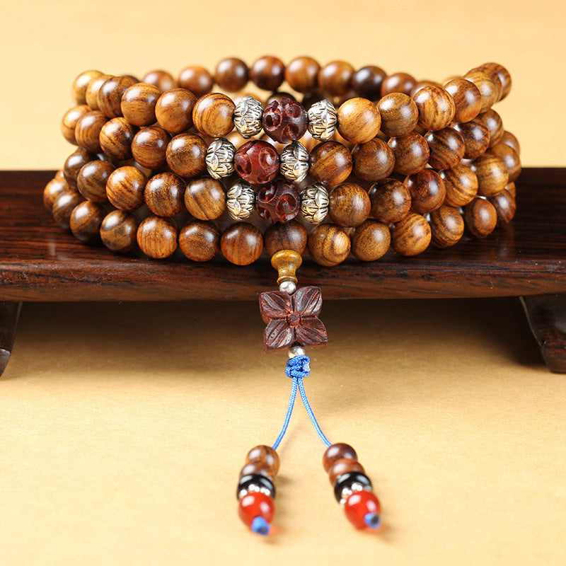 Natural Vietnam Rosewood 108 Beads Bracelet Rosewood Lotus Bracelet With Fragrance 8mm Bracelet