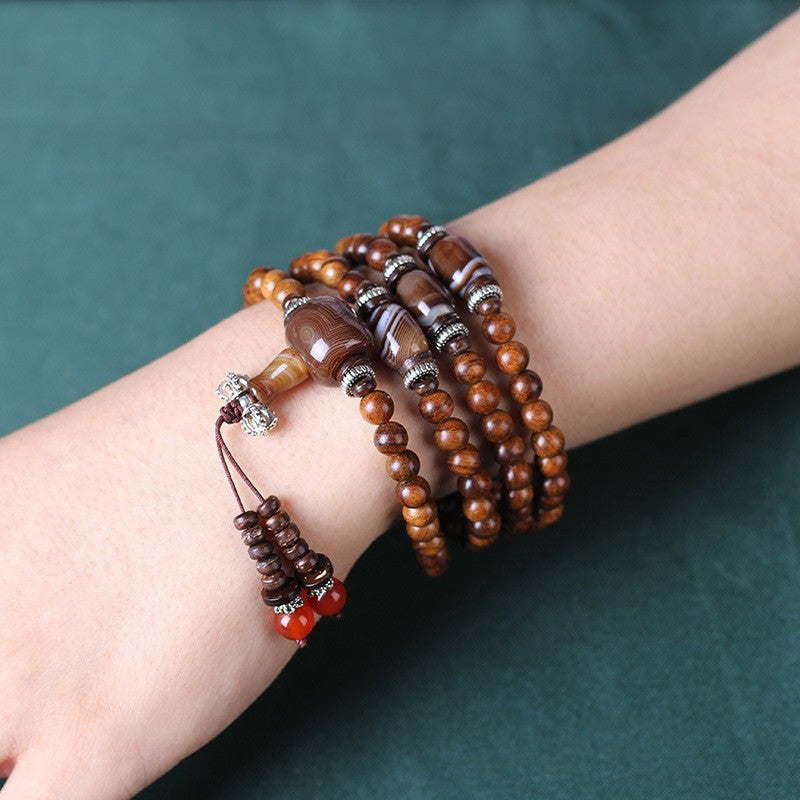 Natural Vietnam Rosewood 108 Beads Bracelet Rosewood Lotus Bracelet With Fragrance 8mm Bracelet