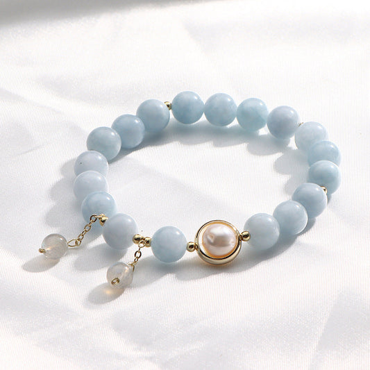 Aquamarine Freshwater Pearl Bracelet Female Simple Cold Wind Bracelet - Buddha Blessing You