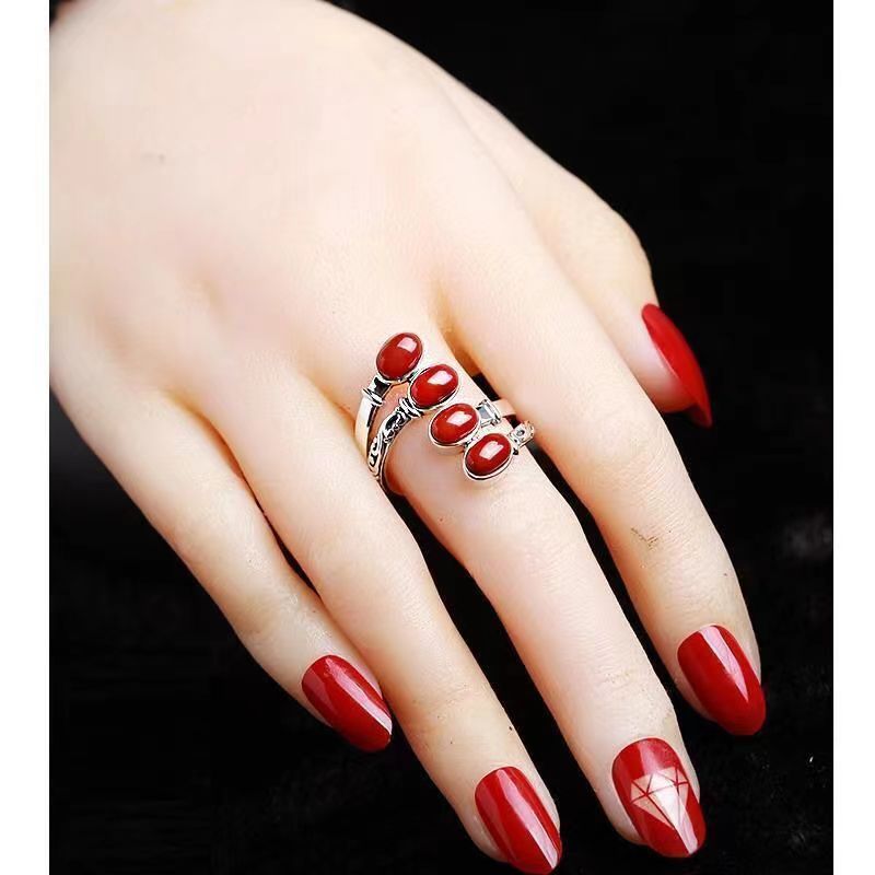 New Retro Ring Women's Fashion Exaggerated Personality South Red Opening Adjustable Index Finger Gift