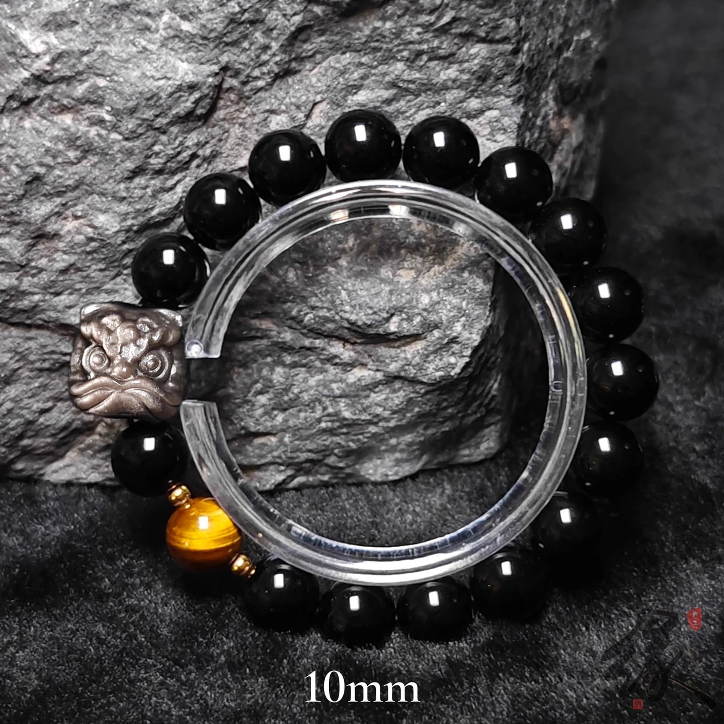 Natürlicher Silber-Obsidian-Gold-Obsidian spiritueller Heilstein Perlenarmband