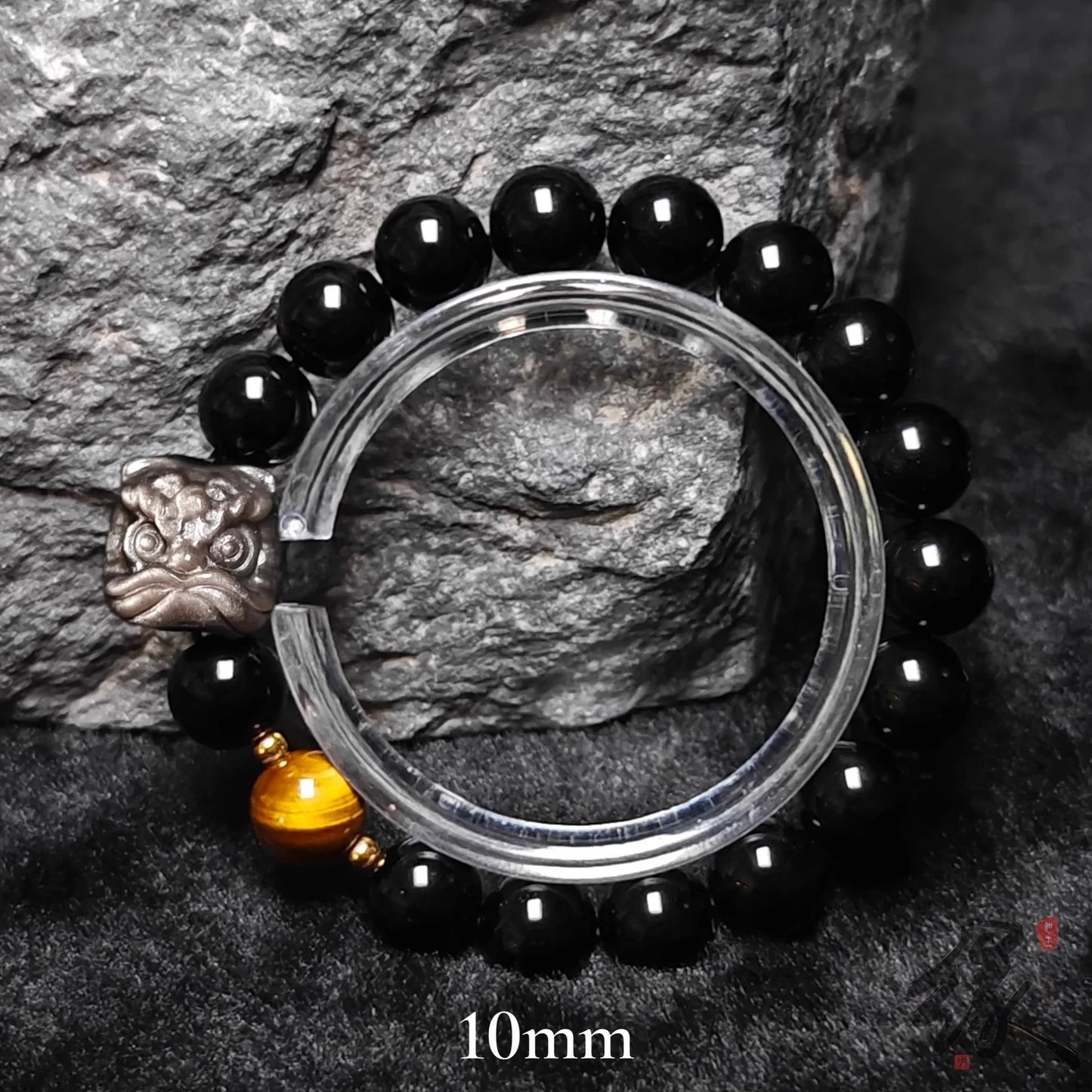 Natural Silver Obsidian Gold Obsidian Spiritual Healing Stone Beaded Bracelet - Buddha Blessing You