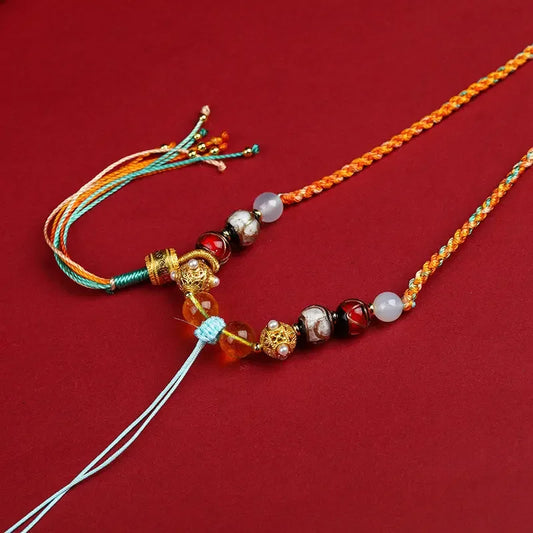 Hand Woven Thangka Rope Tibetan Ethnic Vintage Pendant Necklace - Buddha Blessing You