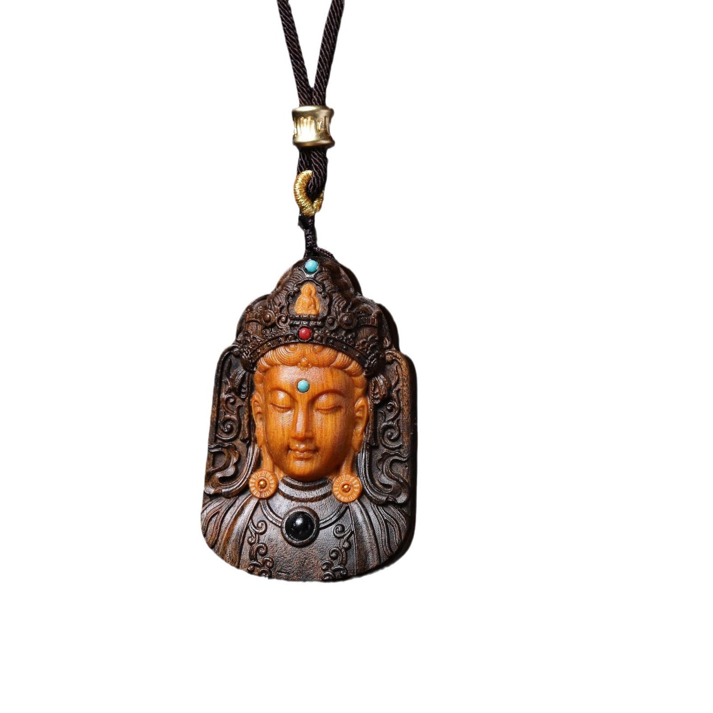 Agarwood Carving Mudu Guanyin Projection Wooden Carving Crafts Pendant Car Pendant Decorations