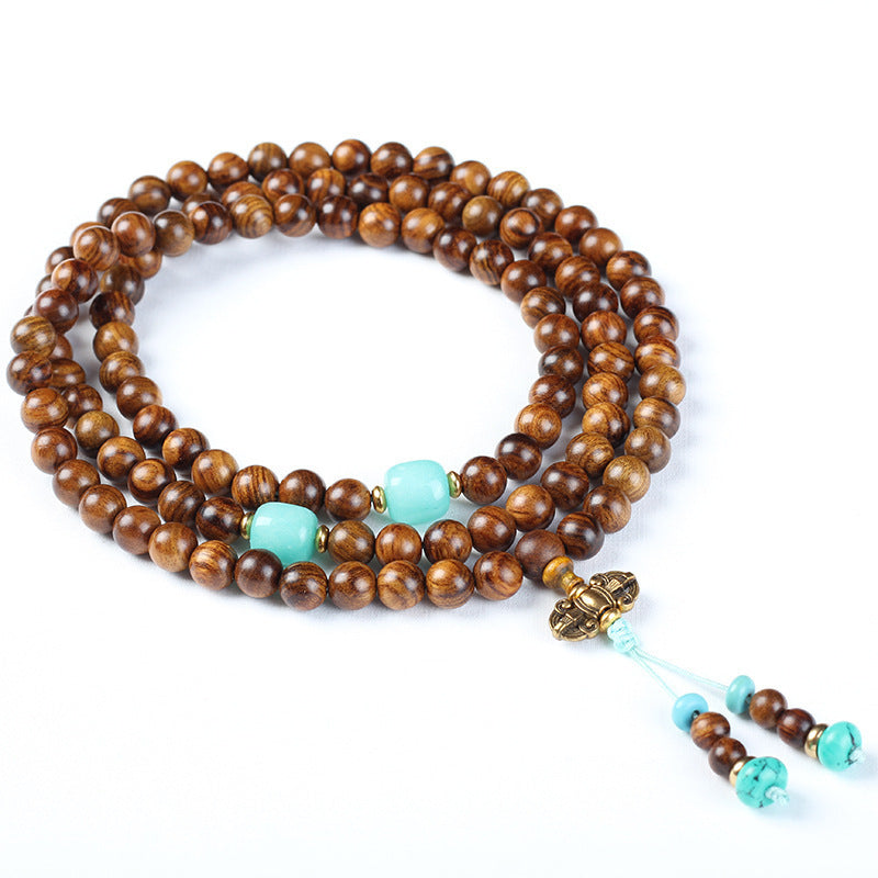 Natural Vietnam Rosewood 108 Beads Bracelet Rosewood Lotus Bracelet With Fragrance 8mm Bracelet