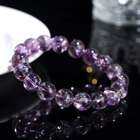 Natural purple Asai ball bracelet Purple Rainbow crystal beads - Buddha Blessing You