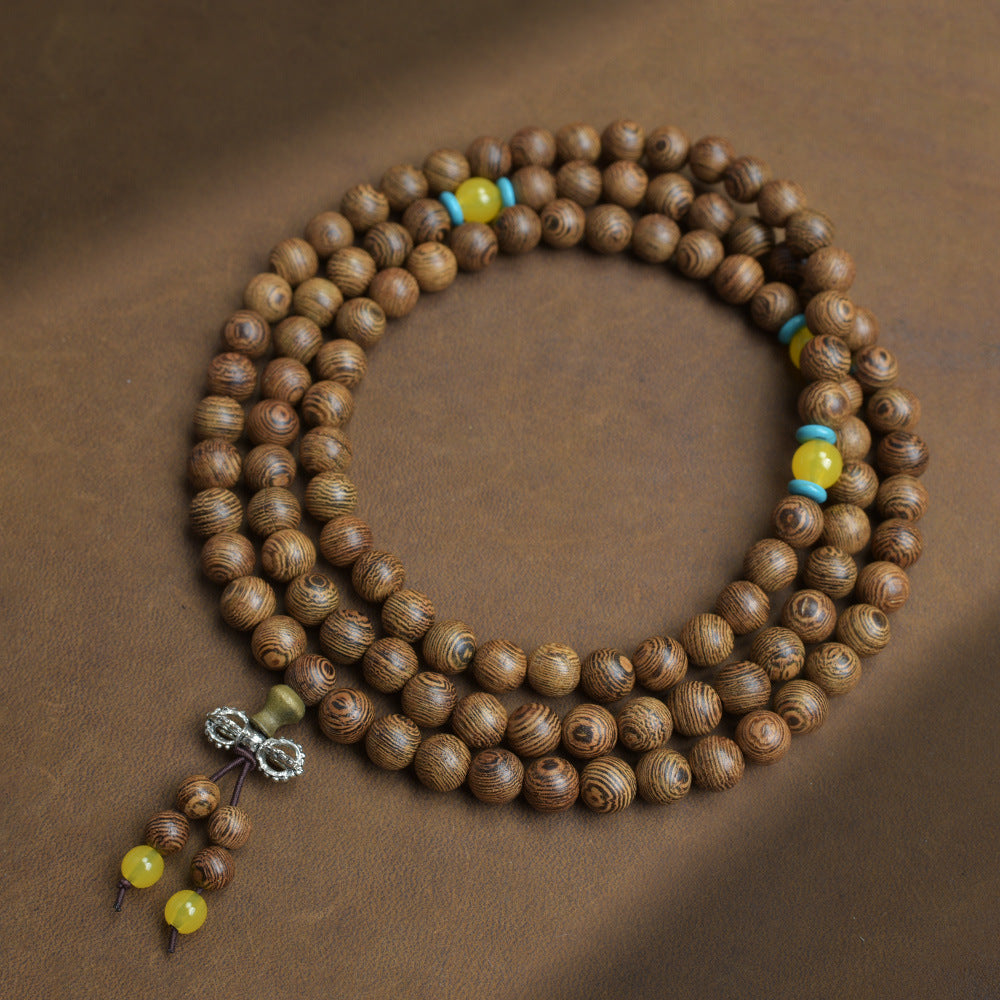 Old Material Wood Bracelet Buddha Beads Rosary 108 Retro Style Men And Women Bracelet Holding Gifts