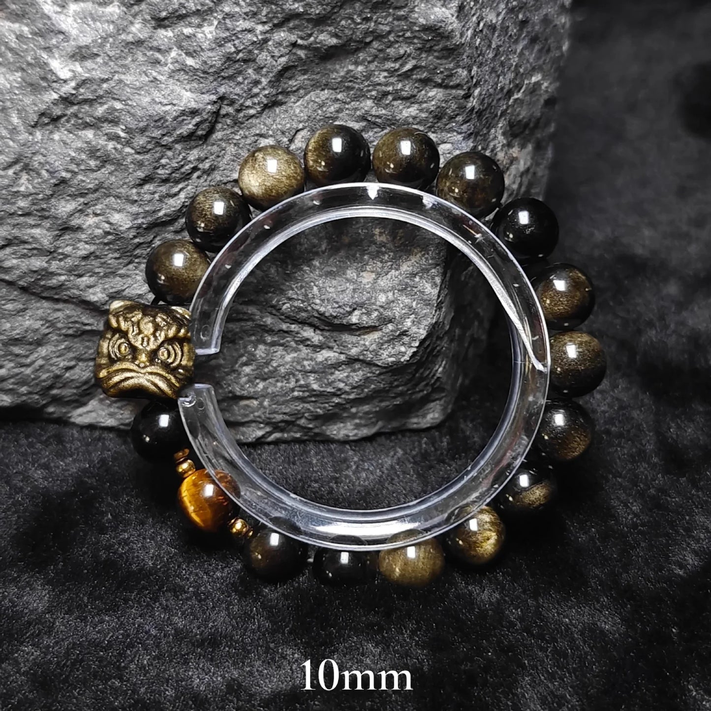 Natural Silver Obsidian Gold Obsidian Spiritual Healing Stone Beaded Bracelet - Buddha Blessing You