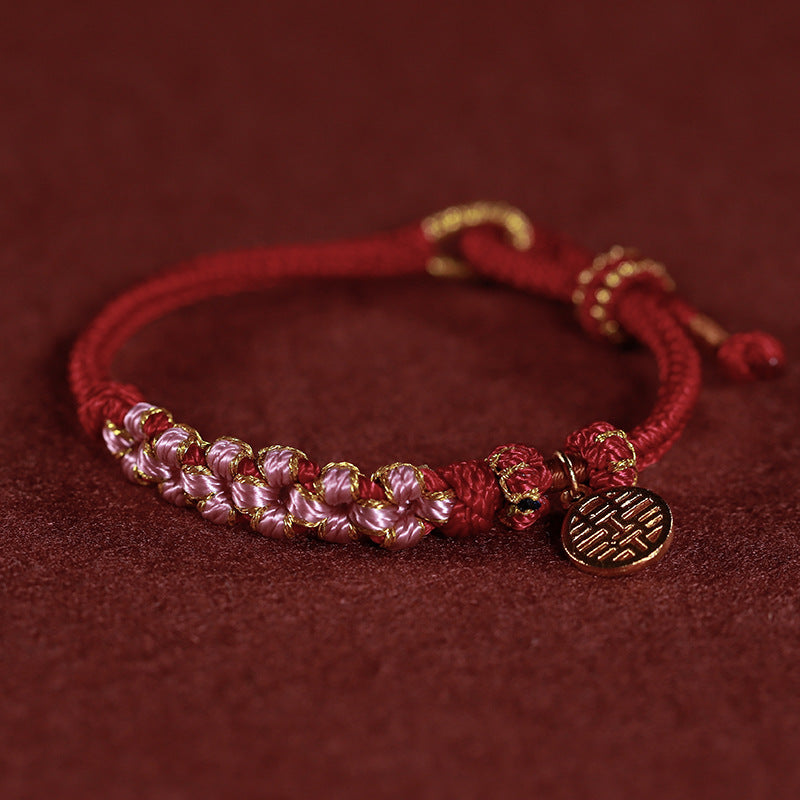 Bracelet Women's National Tide Transfer Beads Hand Rope Couple's Pledge Woven Red Rope Bracelet
